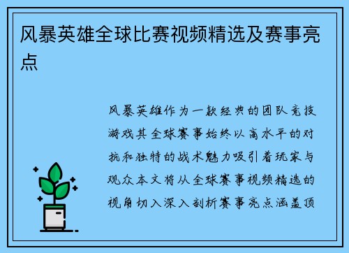 风暴英雄全球比赛视频精选及赛事亮点